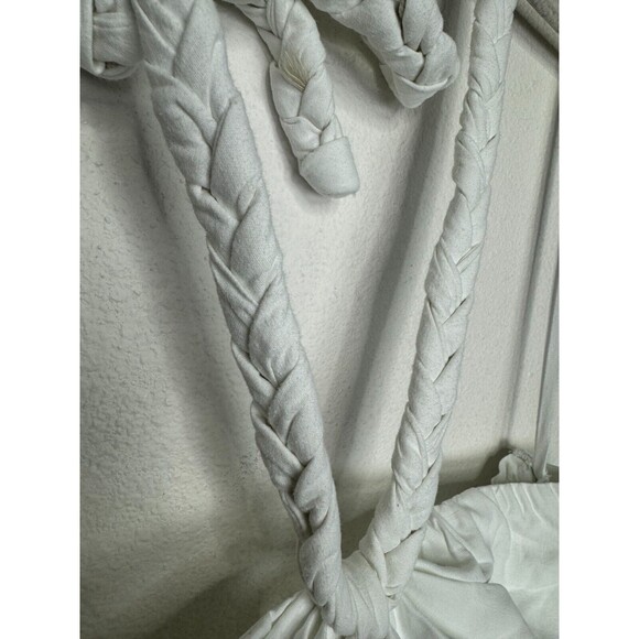 Aerie Sz XL Braided Halter Maxi Sundress White Smocked High Low Linen Blend NWT - Picture 9 of 16